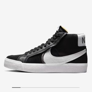 Nike Black and White Mid-Top Swoosh Sneakers